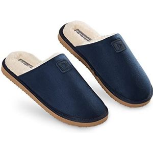 Dunlop herenpantoffels met open achterkant, comfortabele pantoffels van traagschuim voor heren, met rubberen zool, comfortabele slipvaste schoenen voor binnen en buiten, cadeaus voor heren, marineblauw, 39.5 EU