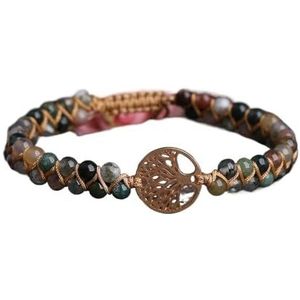 Afrikaanse Turkoois Armband for Vrouwen Edelstenen Kralen Gevlochten Yoga Armband Zomer Vriendschap Sieraden Cadeau (Color : India Agate)