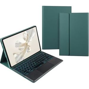 Toetsenbordhoes Voor Honor Pad 9 12,1 Inch 2024 Tablet, Magnetisch Draadloos Toetsenbord Met Multi-Touch Trackpad, 7 Kleuren Achtergrondverlichting HEY2-W09,Groen