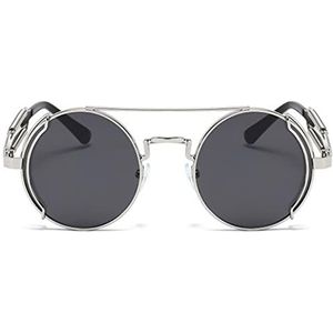 Gepersonaliseerde Steampunk metalen dubbele lentebeen bril kleurrijke street shot zonnebril (kleur: zilvergrijs, maat: gratis maat)
