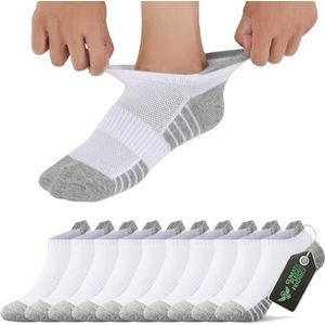 FALARY Sneaker Sokken Heren 43-46 Wit Sportsokken voor Dames Korte Hardloopsokken Ademend Katoen Halfsokken 10 Paar