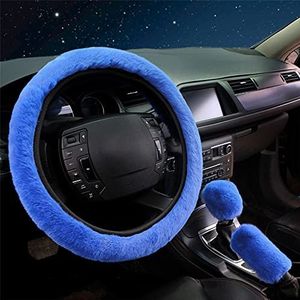 Stuurhoezen Voor Auto Decor Stuurhoes 3 Stuks Comfort Faux Wol Vier Seizoenen Handrem Cover Stuurhoes ( Kleur : Blue )