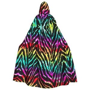 WURTON Kleurrijke Regenboog Zebra Print Unisex Hooded Mantel Voor Mannen & Vrouwen, Carnaval Thema Party Decor Hooded Mantel Kids