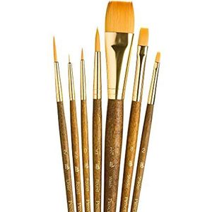 Princeton Art & Brush Synthetische Gouden Taklon Echte Waarde Borstel Set, 7/Pkg