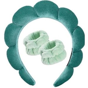 DRESHOW Spa Hoofdband voor Wassen Gezicht Polsband Pak Spons Zachte Badstof Make-up Huidverzorging Anti-slip Hoofdband voor Vrouwen