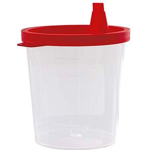 500 x urinemonsterbekers 125 ml met rood klikdeksel