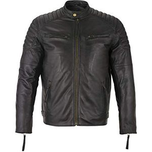 Heren Slim Fit Retro Stijl Biker Jacket Met Rits Echt Gewassen Leer Tan, Vintage Bruin & Rood, Zwart, XXL