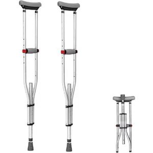 NEWFUN okselkruk, krukken, onderarmsteunen, in hoogte verstelbaar, onderarmsteunen, 150 kg belastbaar, aluminium steunen met zachte onderarm- en handsteunen, grijs, 1 paar