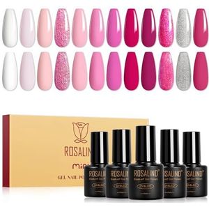 ROSALIND Uv-Nagellakset, 12 Kleuren Gelnagellakset Wit Roze Lichtroze Roze Zilver Mini Kleurgel