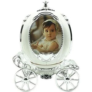 Pumpkin Car Photo Frame, Crystal Knob Design Picture Frame, Creative Picture Frames Family Friends Wedding Gift Photo (Color : Silver-) (Silver)