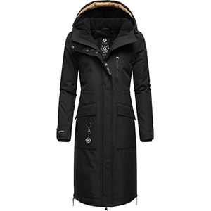 Ragwear Refutura Remake Winterjas voor dames, warm, lang, van gerecycled materiaal, XS-6XL, zwart, S