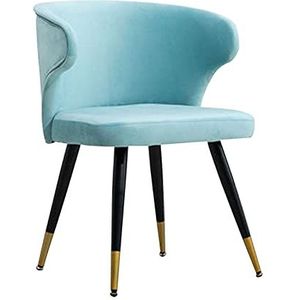 GEIRONV 58×50×78cm Eetstoel,Fluweel met Metalen Poten Lounge Stoel voor Slaapkamer Balkon Woonkamerstoelen 1 Stuk Eetstoelen (Color : Light blue, Size : 58x50x78cm)