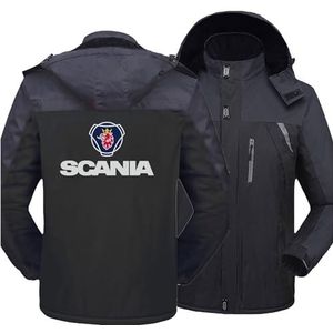 Heren Fleecejack Voor SCANIA Thermische Waterdichte Ski Sneeuwjas Winddicht Dikke Winter Warme Jassen Gewatteerde Parka Jassen Outdoor Regenjas,Black-XL