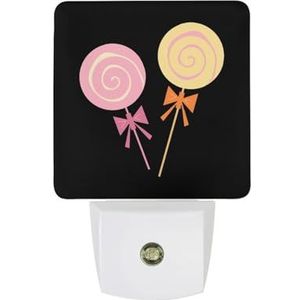 Cartoon Lolly Candy Sticks Warm Wit Nachtlampje Plug In Muur Schemering naar Dawn Sensor Lichten Binnenshuis Trappen Hal