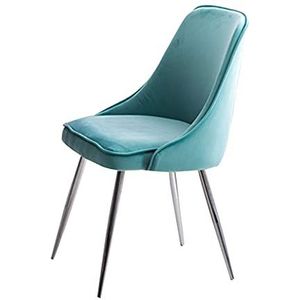GEIRONV 45×43×80cm Eetkamerstoelen,Fluweel Zilveren Voeten Receptie Chair voor Slaapkamer Balkon Studie Lounge Stoel 1 Stuk Eetstoelen (Color : Sky blue, Size : 45x43x80cm)