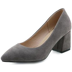 Smilice Elegante damespumps met blokhak en spitse neus schoenen voor het werk (grijs, 42 EU)