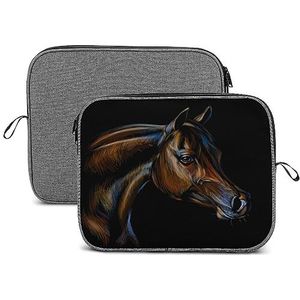 Portret van een Arabisch Paard Laptop Sleeve Case Beschermende Notebook Draagtas Reizen Aktetas 13 inch