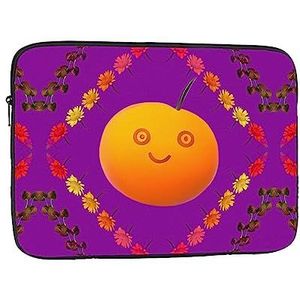 Smiley oranje laptoptas, duurzame schokbestendige hoes, draagbare draagbare laptoptas voor 13 inch laptop.