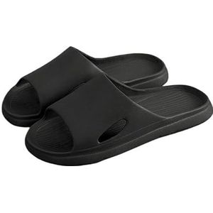 Herenslippers Creatief Jigsaw-patroon Zomerslippers Outdoorslippers Casual strandschoenen (Color : Black thin, Size : 44-45(fit 43-44))