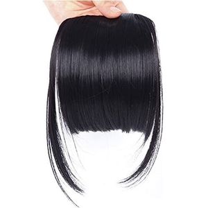 DieffematicJF Pruik Synthetic Hair Bangs, Blunt Fringe Hair Bangs, Heat Resistant Hairpiece (Color : Black, Size : 6 pulgadas)