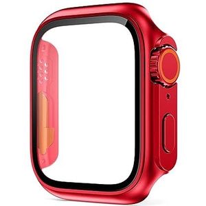 SERDAS Glazen hoesje voor Apple Watch 44 mm 45 mm 41 mm 40 mm 42 mm 38 mm schermbeschermer cover verandering ultra bumper iWatch-serie 8 7 SE 6 5 3 (kleur: origineel rood, maat: 44 mm)