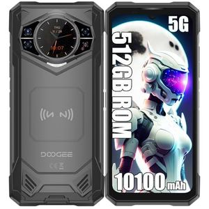 DOOGEE S200 X 5G rugged smartphone, 32 GB + 512 GB, accu 10100 mAh/33 W, 100mp + 20 MP (Vision Nocturne) + 20 MP telefoon, 6,72 inch AMOLED FHD+ smartphones, zwart
