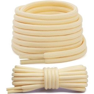 Stepace 2 paar premium schoenveters ronde scheurvaste veters voor sportschoenen loopschoenen werkschoenen wandelschoenen en trekkingschoenen, ca. 4,5 mm diameter, 80 cm - 180 cm lengte Ivoor 100