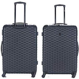 Hard Shell Case ABS Reisbagage Koffer 4 Wiel Spinner Trolley Bagage Bag Combinatieslot 4 Hoek Swivel Wielen, Zwart, 28 Inch 78 x 52 x 28 cm, 96 L, 4.3kg