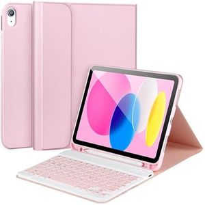 Toetsenbordhoes voor iPad (A16) 11e/10e Generatie, Afneembare Toetsenbordhoes voor iPad A16 11 Inch 2025 10e Generatie 10,9 Inch 2022,Roze