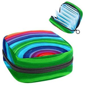 Maandverband Opbergtas,Draagbare maandverband Opbergzak,Regenboog, Meerkleurig, 4.7x6.6x6.6 in/12x17x17 cm