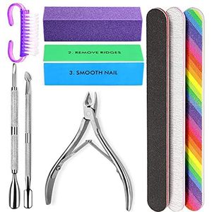 HNYYZL Nagelvijl, Nagelvijl Kit-3 STKS Dubbelzijdige Emery Boards voor nagels, Spons Buffer Blok, Nagelborstel, Cuticle Clipper en Pusher