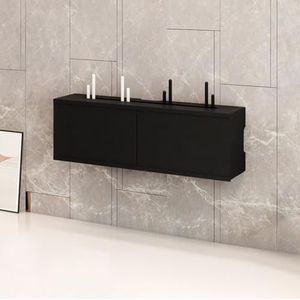 XCLOOZGL Modern Stijl Wifi Router Opbergdoos Verstopper Grote Capaciteit Projector Plank Wandmontage of Bureaublad Kabelmanagement Doos Houten Modem Organizer Stekkerdoos,C,70X11X21CM