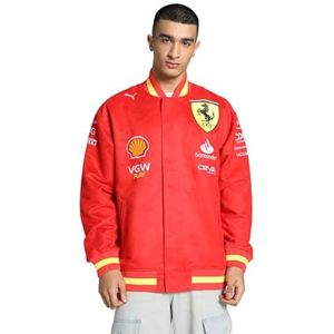 PUMA - Scuderia Ferrari - College Jacket - Rood - 70% Wol, 30% Leer