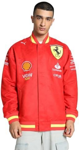 PUMA - Scuderia Ferrari - College Jacket - Rood - 70% Wol, 30% Leer