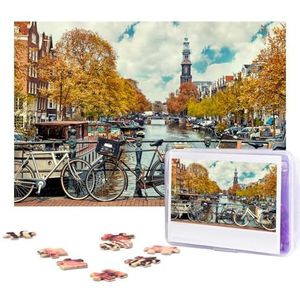Fietsen in Amsterdam Puzzels, 300 stukjes, gepersonaliseerde legpuzzels, foto's, puzzel voor familie, foto, puzzel voor volwassenen, bruiloft, verjaardag (74,9 x 50 cm)