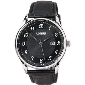 Lorus Heren analoog kwarts horloge met lederen armband RH911PX9, zwart, Riemen.