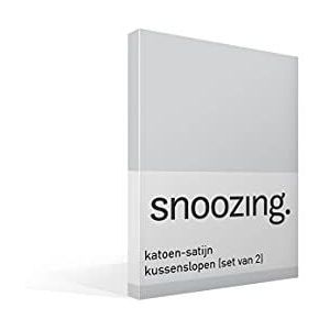 Snoozing - Katoen-satijn - Kussenslopen - Set van 2 - 60x70 cm - Grijs