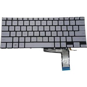 Toetsenbord met achtergrondverlichting (Engels) voor Vivobook 14 X1402 X1402ZA X1402Z Laptop, zilveren toetsen(Lightblue backlit US)