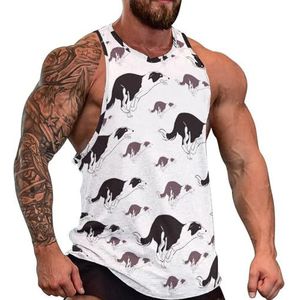 Hond Run Patroon Mannen Tank Top Grafische Mouwloze Bodybuilding Tees Casual Strand T-Shirt Grappige Gym Spier