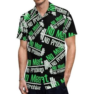 Vegan No Meat Dumbbell Fitness Heren Korte Mouw Shirts Casual Button-down Tops T-shirts Hawaiiaanse Strand Tees XS
