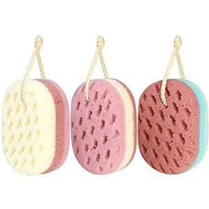 3 stuks zachte badsponzen voor vrouwen, mannen, kinderen, 100% vezelspons, bodyshaper, 3 verschillende kleuren en extra grote maat XL met fijn, zacht, rijk schuim (voor kinderen/kinderen)