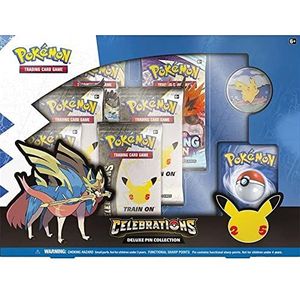 Pokémon Celebrations Deluxe Pin-Box (25e jubileum), kaartspel, vanaf 6 jaar, voor 2 spelers, meer dan 10 minuten speelduur