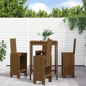 DIGBYS Meubels-sets-5-delige tuin bar set honing bruin massief hout grenen