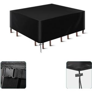 Tuinmeubelhoezen, tuintafelhoes waterdicht rechthoekig zwaar belastbare 420D Oxford-stof outdoor terrastafel beschermhoes Rotan meubelset hoes winddicht anti-UV 90 x 90 x 85 cm zilver