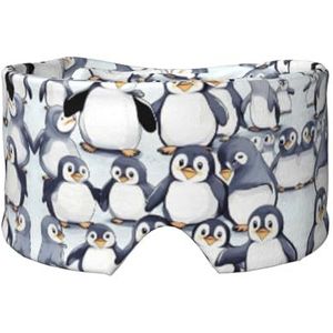 Slaapmasker - Veel Schattige Baby Pinguïns Schets Print - Zacht - Geluiddicht - Hoofdband voor Reizen
