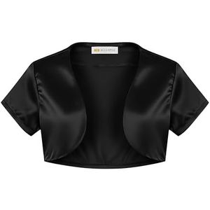 Bolerose Meisjes Satijn Korte mouw Bolero Voor kinderen Kinderen Shrug (Zwart, 7-8 Jaren)