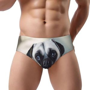 ELSMZXZD Herenslips, ondergoed Cry Pug - rekbare driehoekige slip voor heren, zacht, comfortabel en ademend, 3d, S