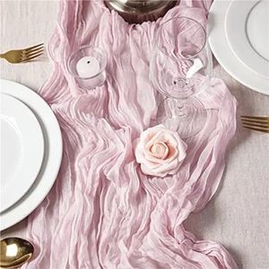 Tafelloper van gaas, semi-transparante kaasdoek for op tafel, diner, feest, kerst, banketten, bogen, taartdecoratie(Pink)