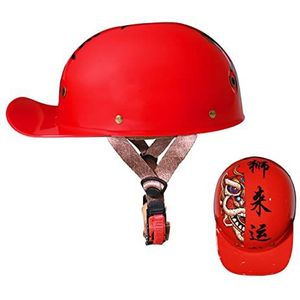 Motorhelm, Heren en Dames Duitse Stijl Retro Halve Helm DOT Goedgekeurde Volwassen Motorfiets Baseball Cap Helm Bromfietshelm Low Profile Cool Scooter ATV Helm Decoration