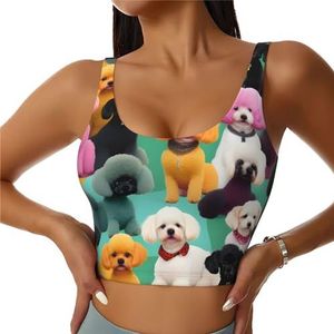 Poedels Honden Print Comfortabele Vrouwen Sport Vest Yoga Workout Vest Voor Vrouwen Lichtgewicht Zomer, Zwart, S